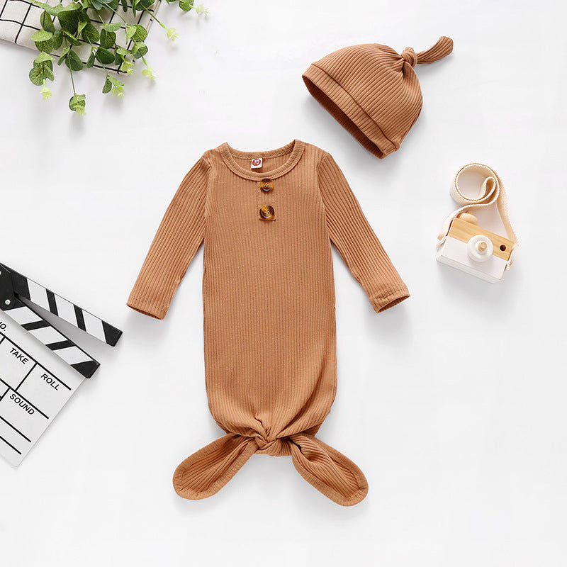 Two Stylish Long-sleeved Solid Color Sleeping Bags With Hoods For Babies