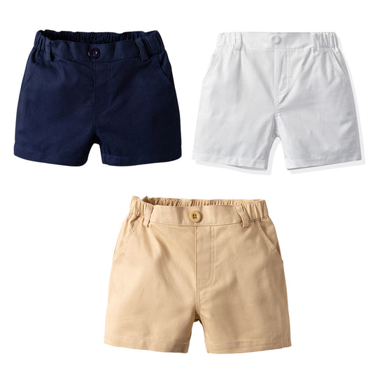 Boy Baby Solid Color Casual Cotton Shorts