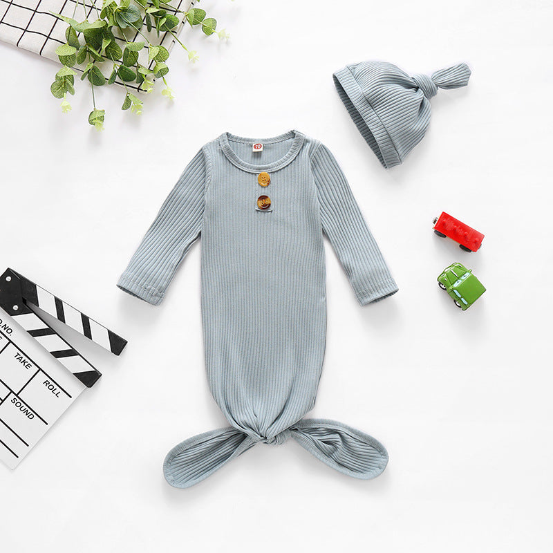 Two Stylish Long-sleeved Solid Color Sleeping Bags With Hoods For Babies